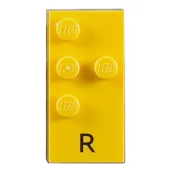 Braille Brick 2 x 4 with 4 Studs ⠗ and 'R' Print, Yellow