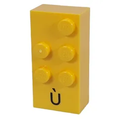 Braille Brick 2 x 4 with 5 Studs ⠾ and 'Ù' Print, Yellow