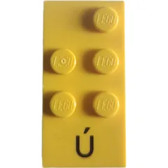 Braille Brick 2 x 4 with 5 Studs ⠾ and 'Ú' Print, Yellow