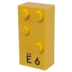 Braille Brick 2 x 4 with 4 Studs ⠫ and 'Ë 6' Print, Yellow