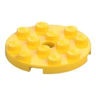 Plate Round 4 x 4 with Pin Hole, Yellow