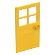 Door 1 x 4 x 6 with 4 Panes and Stud Handle, Yellow