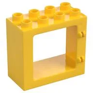 Duplo Door / Window Frame Flat Front Surface, Completely Open Back, Yellow