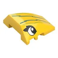 Brick Wedged, Curved 4 x 3 No Studs with White/Black Eyes, Sand Green Lightning Strikes Print, Yellow