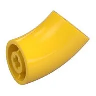 Brick Round 2 x 2 D. Tube with 45° Elbow and Axle Holes (Crossholes) at Each End [SHORT], Yellow