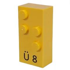 Braille Brick 2 x 4 with 4 Studs ⠳ and 'Ü 8' Print, Yellow