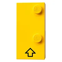 Braille Brick 2 x 4 with 2 Studs ⠨ and Black Arrow Up Print, Yellow