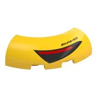 Brick Round Corner 3 x 3 x 1 No Studs with Red and Black Tail Light Print, Yellow