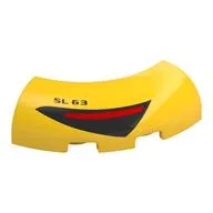 Brick Round Corner 3 x 3 x 1 No Studs with Red and Black Tail Light Print, Yellow