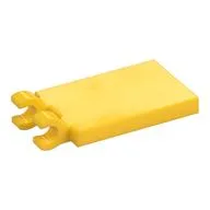 Tile Special 2 x 3 with 2 Clips without Tab between Clips, Yellow