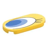 Tile Round 2 x 4 with Blue/White Eye, Right Print, Yellow