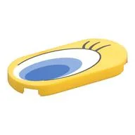 Tile Round 2 x 4 with Blue/White Eye, Left Print, Yellow