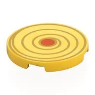 Tile Round 3 x 3 with Gold Swirl, Reddish Orange Center Print, Yellow