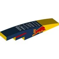 Brick Curved 1 x 6 with Red Bull On Sides, White Sponsors on Dark Blue Background Print, Yellow