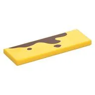 Tile 2 x 6 with 2 Small, 1 Large Reddish Brown Splotches Print, Yellow