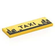 Tile 2 x 6 with black 'TAXI', City Skyline Print, Yellow