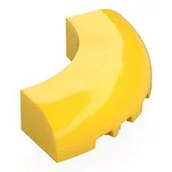 Brick Round Corner 5 x 5 x 1 Curved, Bottom Cut Outs, No Studs, 9 Bottom Tubes, Yellow