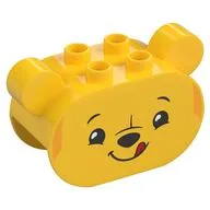 Duplo Brick 2 x 4 x 2 Rounded Ends with Ears and Pooh Print, Yellow