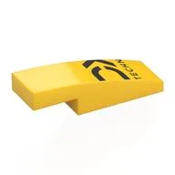 Brick Curved 3 x 1 x 2/3 with Black Letter Fragments, 'TECHN' Print, Yellow