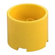 Brick Round 3 x 3 x 2 Recessed Center with 2 x 2 Studs and Axle Hole, Yellow