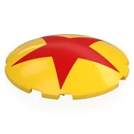 Brick Round Curved 6 x 6 x 1 with Red Star Print, Yellow