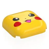 Brick Round, Curved 4 x 4, Pikachu Face with Red Cheeks Print, Yellow