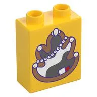 Duplo Brick 1 x 2 x 2 with Mirror Print, Yellow