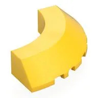 Brick Round Corner 5 x 5 x 1 Slope, Bottom Cut Outs, No Studs, Flat Top, Yellow