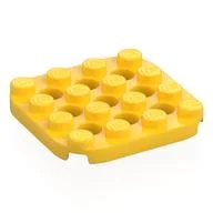 Plate 4 x 4 with Rounded Corners, Pin Holes between Studs, Yellow