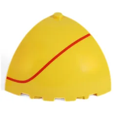 Panel 5 x 5 x 3 1/3 Corner, Curved Top with Red Stripe Print, Yellow