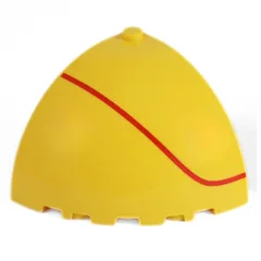 Panel 5 x 5 x 3 1/3 Corner, Curved Top with Red Stripe Print, Yellow