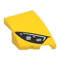 Brick Wedged, Curved 3 x 2 with Stud Notch Right with Headlight Print, Yellow