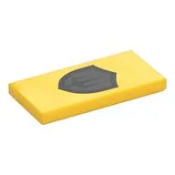 Tile 2 x 4 with Shield, Black Trident on Silver Field Print, Yellow