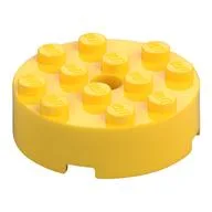 Brick Round 4 x 4 Centre Hole, Yellow
