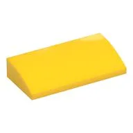 Brick Curved 2 x 4 x 2/3 No Studs, with Bottom Tubes, Yellow
