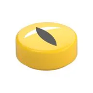 Tile Round 1 x 1 with Black Animal Eye Print, Yellow