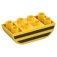 Duplo Brick 2 x 4 Curved Bottom with Black Lines (Bee) Print, Yellow