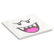 Tile 6 x 6 with King Boo Face, Dark Pink Tongue Print, White