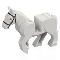 Animal, Horse, Movable Legs with Black Eyes, White Pupils and Single Buckle Black Bridle Print, White