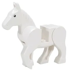 Animal, Horse, Moveable Legs with Black Eyes Print, White