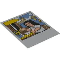 Polaroid Photo with Minifigure Eating Near the Sea Print, White
