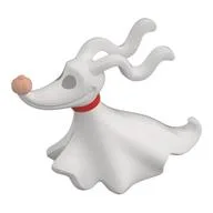 Animal, Ghost Dog with Bright Light Orange Nose, Black Eyes, Red Collar Print (Zero), White