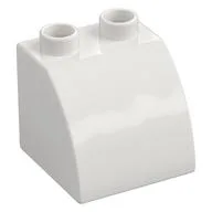 Duplo Brick 2 x 2 x 1 1/2 with Curved Top, White