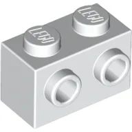 Brick Special 1 x 2 with 2 Studs on 1 Side, White