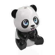 Animal, Bear Cub Sitting Panda with Open Mouth, Bright Light Blue Eyes Print, White