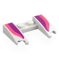 Brick Wedged, Curved 3 x 4 x 2/3 Cutout with Dark Purple/Coral Shapes Print, White