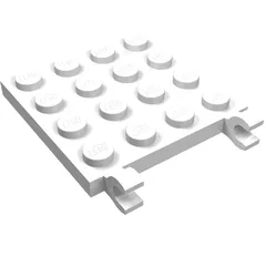 Plate Special 4 x 4 with Clips Horizontal [Thick Open O Clips], White