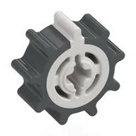 Technic Gear Stepper 9 Tooth with Dark Bluish Grey Teeth Pattern, White