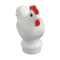 Animal, Chicken with Red Comb Pattern, Black Eyes, White Pupil Print, White