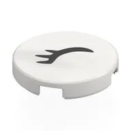 Tile Round 2 x 2 with Black Closed Eye, Eyelashes, Right Print, White